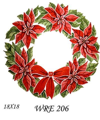 WRE 206    RED or PINK POINSETTIA WREATH  18 x 18