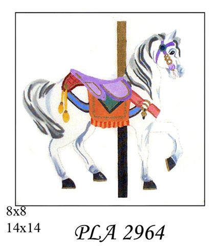 PLA 2964  CAROSEL HORSE WHITE-PINK
