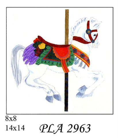 PLA 2963  CAROUSEL HORSE WHITE-PURPLE