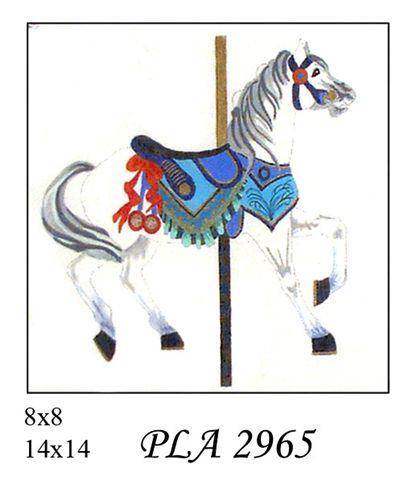 PLA 2965 CAROUSEL HORSE WHITE-BLUE