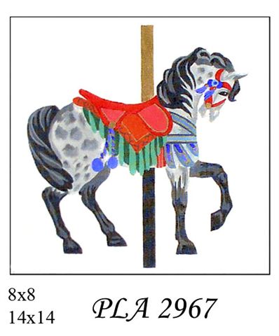PLA 2967  CAROUSEL HORSE GRAY -GRN